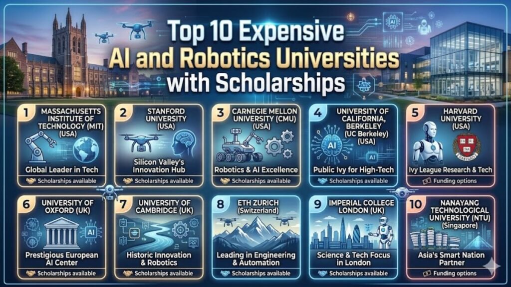 Top 10 Expensive AI and Robotics Universities with Scholarships